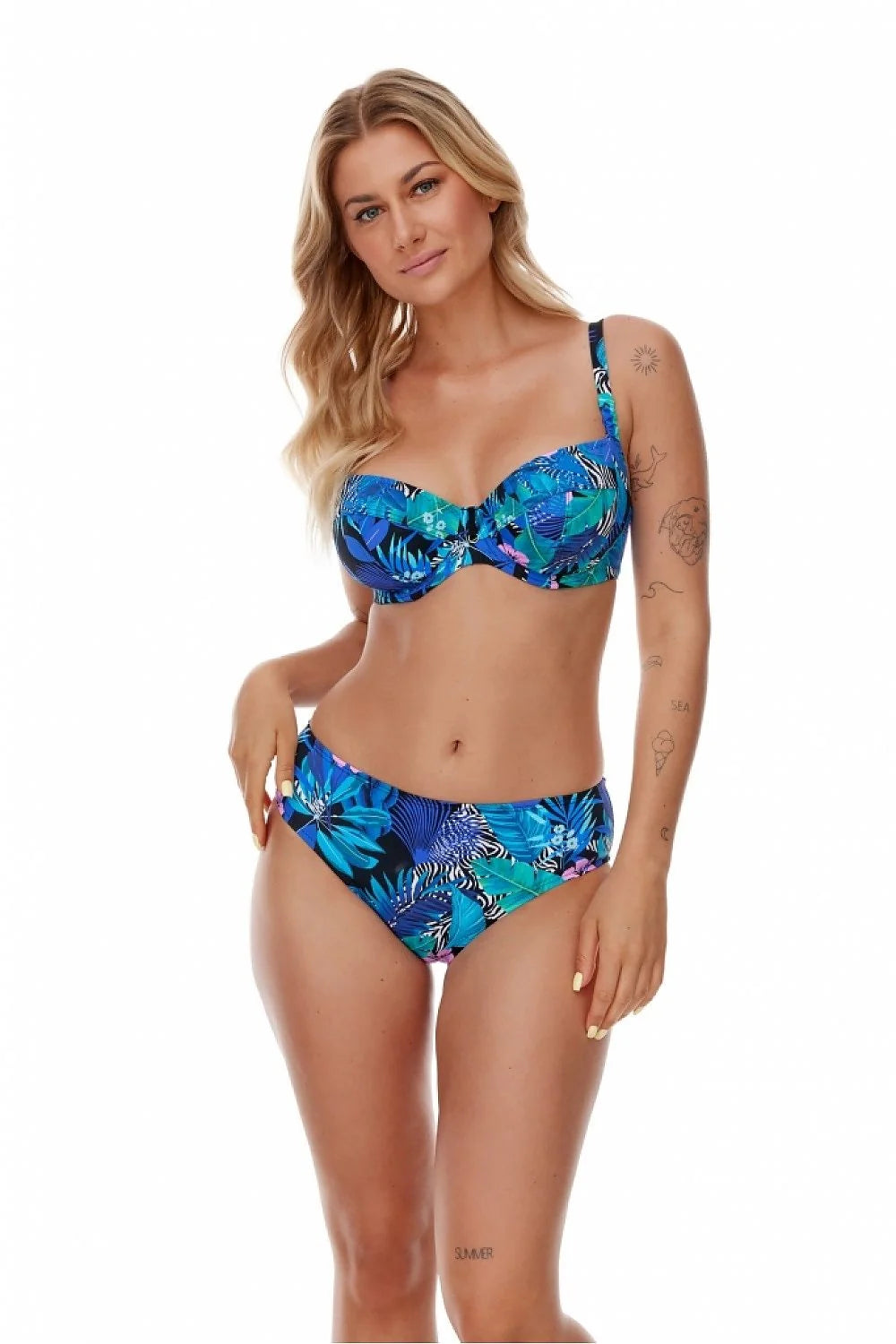 Maillot de bain deux pièces femme style tropical motifs floraux elasthanne polyester soutien-gorge nageur Lupo Line