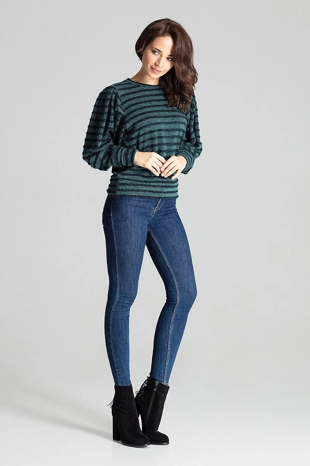 Chemisier femme manches longues élégant en polyester viscose rayures grises confort moderne toutes occasions