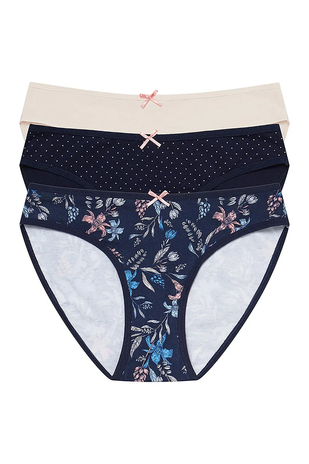 ensemble culottes femme coton élasthanne bikini taille mi haute blanc gris pois marine floral nœuds roses confortables douceur respirabilité durables