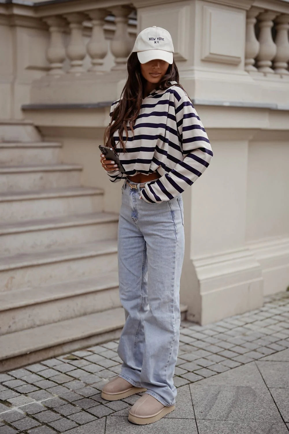 hoodie femme marinière crop écru bleu marine oversize jersey coton élasthanne manches longues bouffantes bordcote doux léger confort respirant