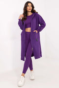 Ensemble femme longue veste sans manches haut court leggings violet vif sportswear mode tendance