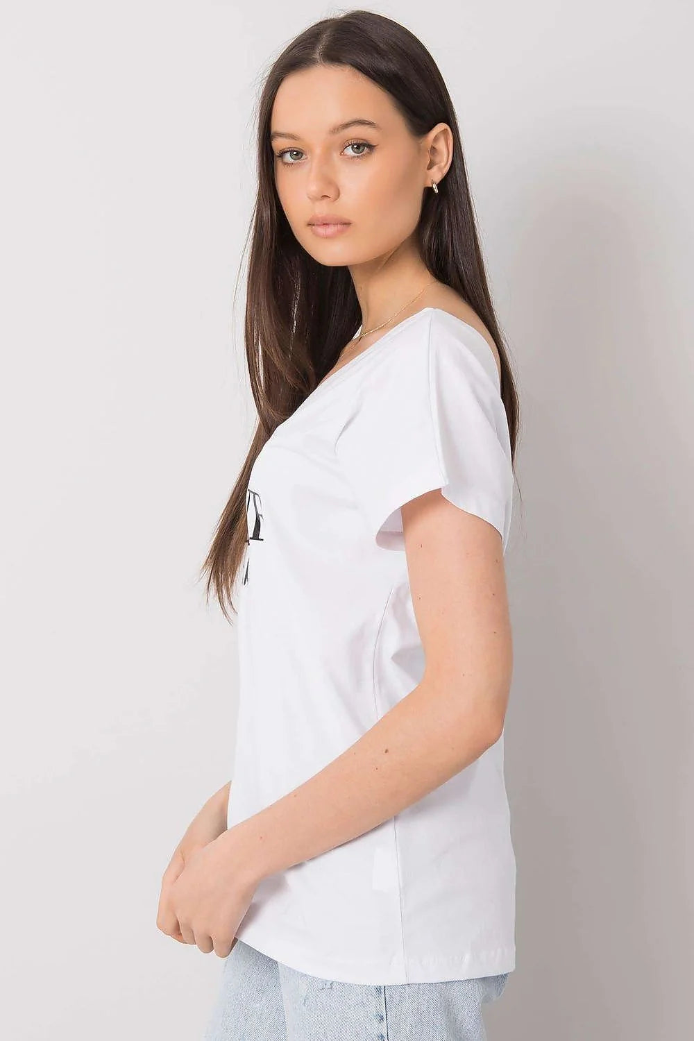T-shirt femme style parisien rouge vif col V manches courtes coupe droite 100% coton 'BONJOUR PARIS'