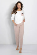 Pyjama pour femme confortable et élégant, motifs à pois, coton doux, coupe ample, style intemporel, idéal pour la détente