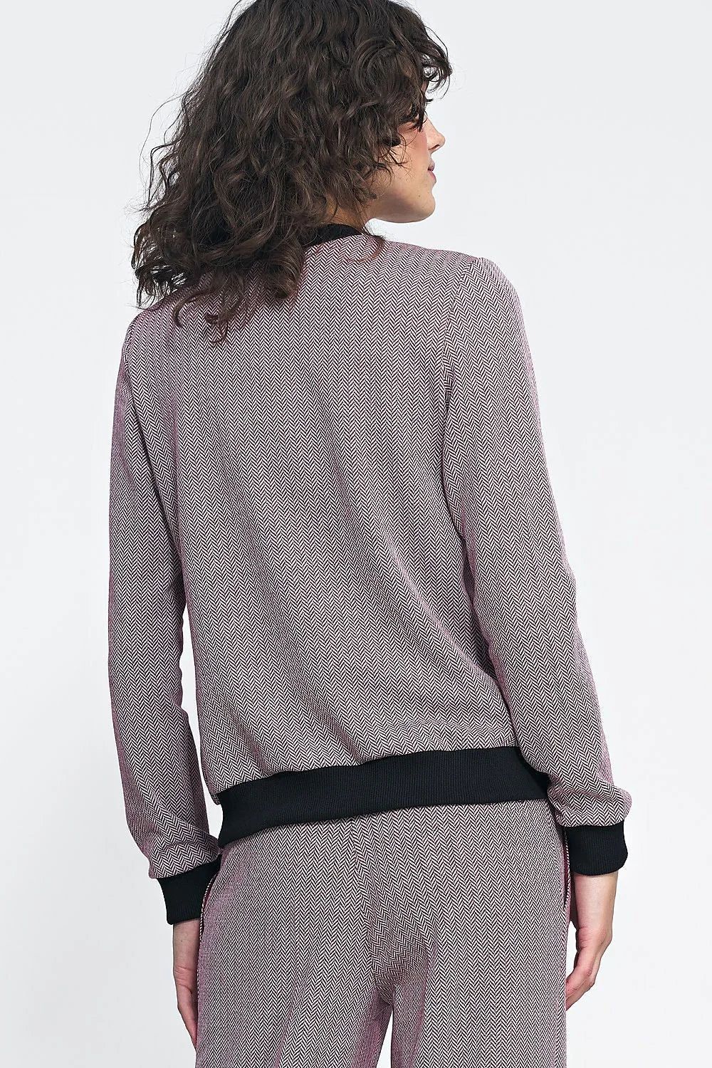 Veste bomber moderne pour femme, style décontracté, couleur rose, tissu doux, coupe ajustée, fermeture éclair métallique, manches longues élastiques, poches latérales inclinées, polyester, polyuréthane, viscose
