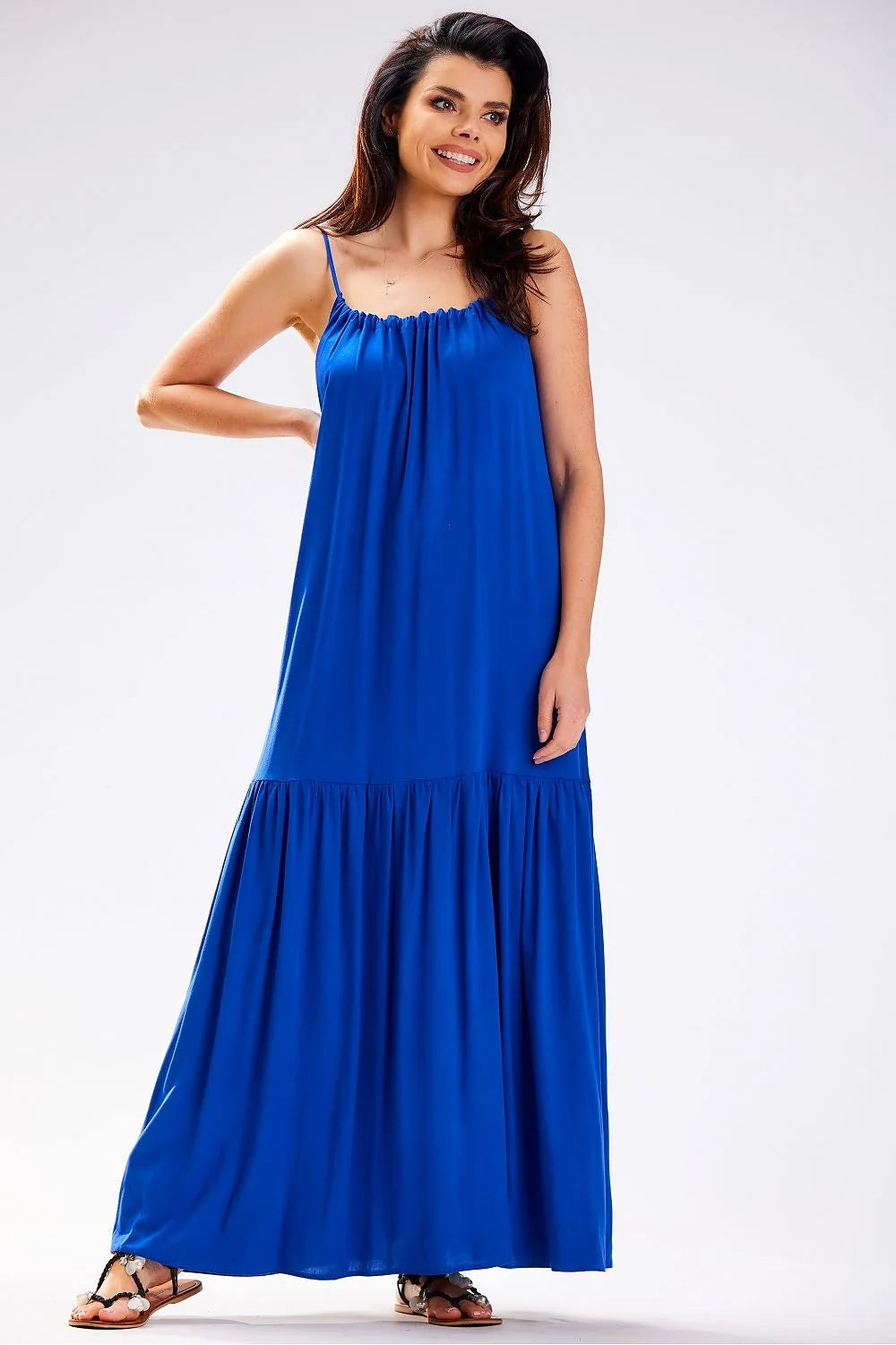 Robe de jour awama longue ample dos nu bretelles ajustables en viscose femme été