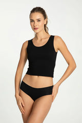 culotte hipster noire sans coutures coupe taille basse invisible stretch coton elasthanne doublée insert confort ceinture plate elastique