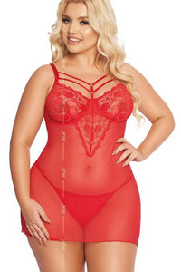 ensemble sexy softline collection tshirt inserts dentelle bandes décoratives rouge vif coupe ajustée transparente string assorti maintien sculptant bretelles emboîtantes
