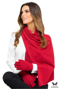 écharpe châle Kamea rouge vif longue large douce soyeuse viscose polonaise qualité européenne chaude maille fine gants assortis