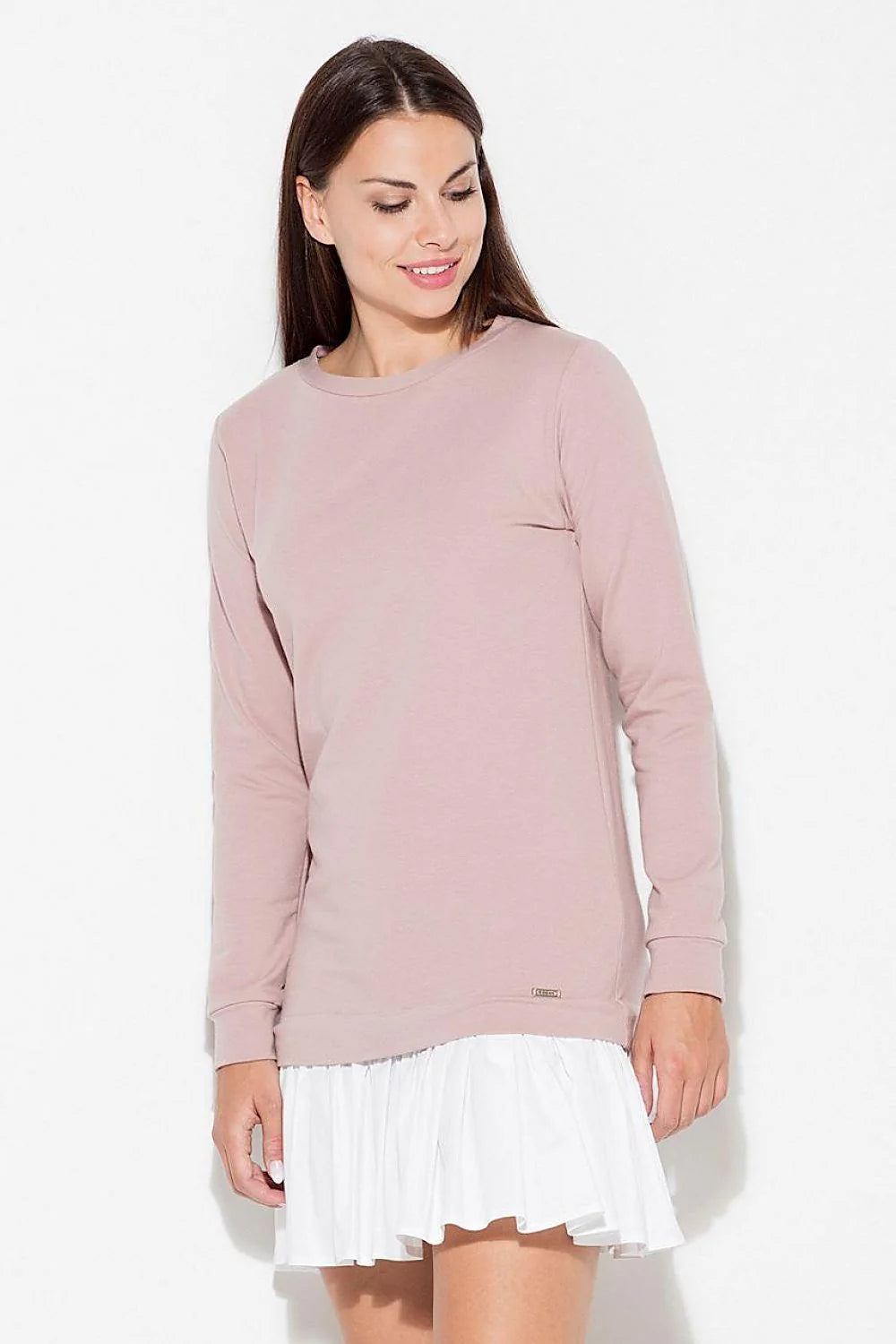 Robe casual jersey kaki manches longues élégante et confortable pour un style décontracté quotidien