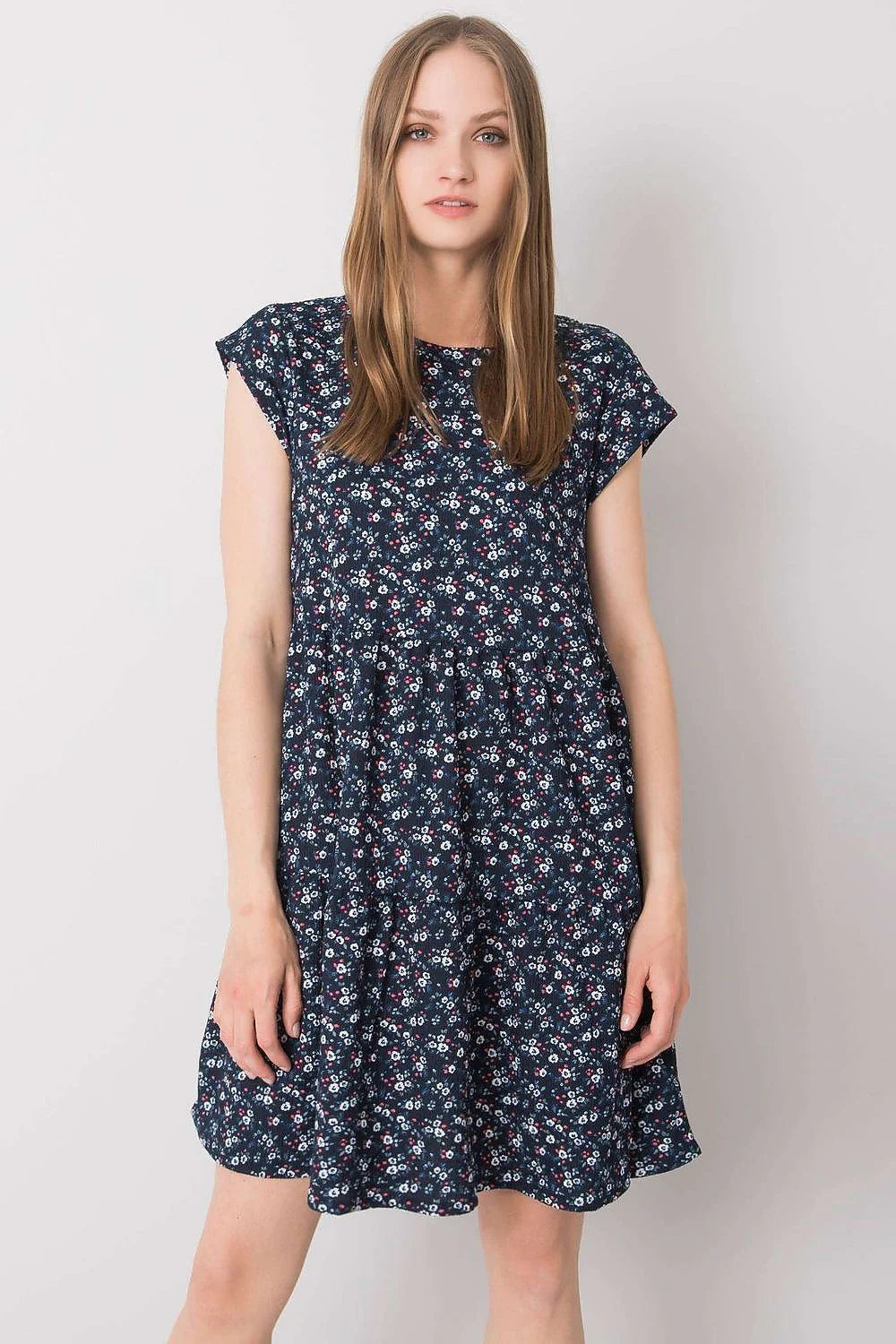Robe de jour Stitch&Soul ample manches courtes encolure ronde motifs floraux jaune vif polyester élasthanne tailles S M L XL