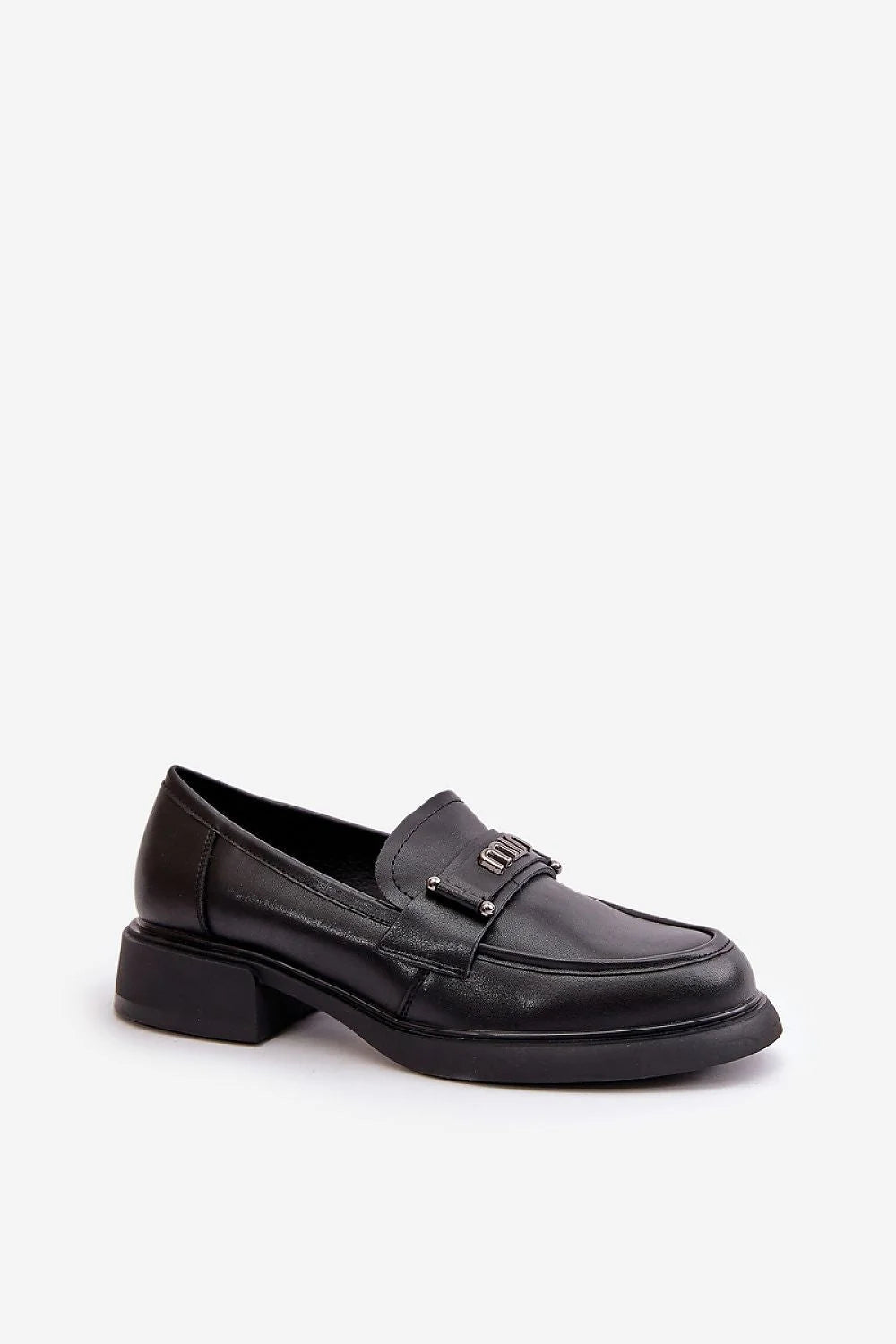 Moccasins élégants pour femmes Vinceza cuir naturel sangle métallique bout arrondi semelle cuir confortable 5 cm tige