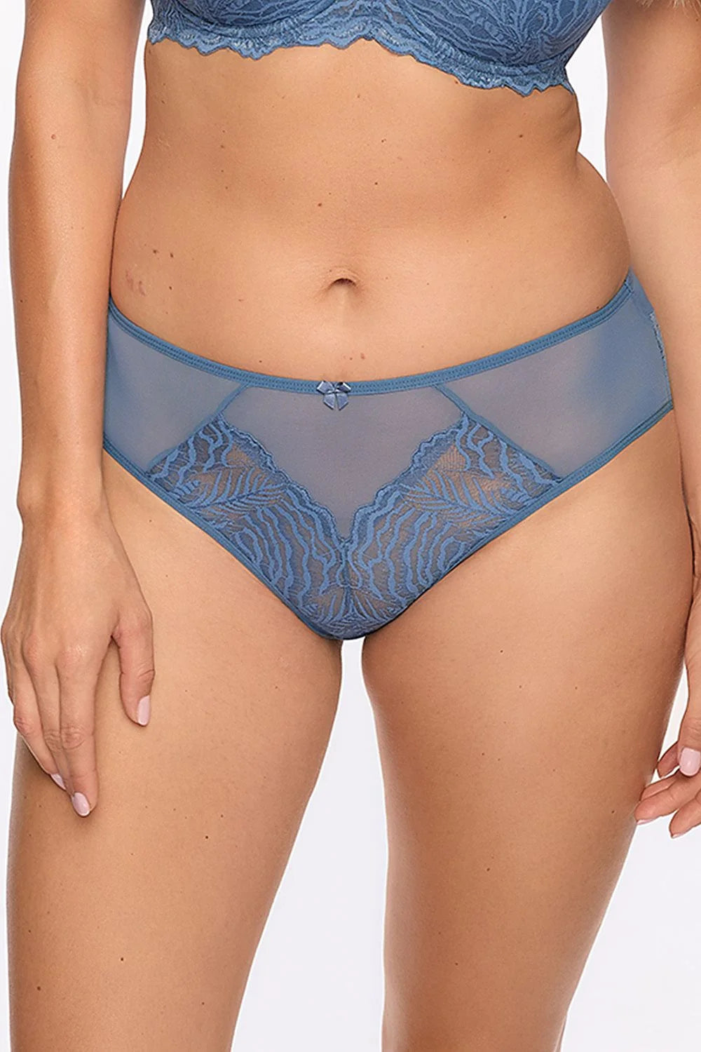 Ensemble de lingerie féminine élégant soutien-gorge culotte dentelle bleu profond matière confortable ajustement parfait femme