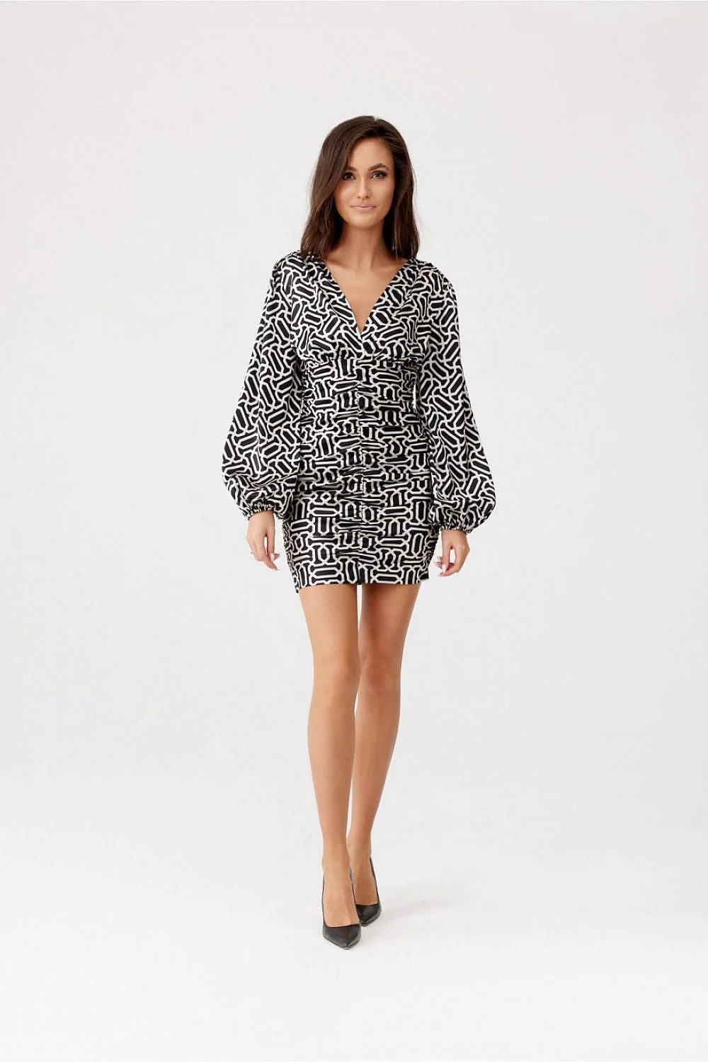 Robe de soirée élégante longue manches longues dos nu dentelle noire taille ajustable femme