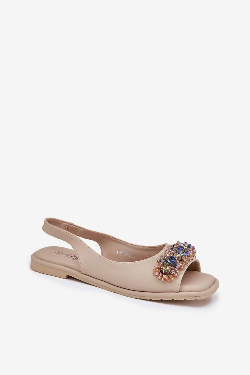 Sandales pour femmes style estival ouvertes cuir artificiel cristaux semelle plate confortable occasion quotidienne et élégante