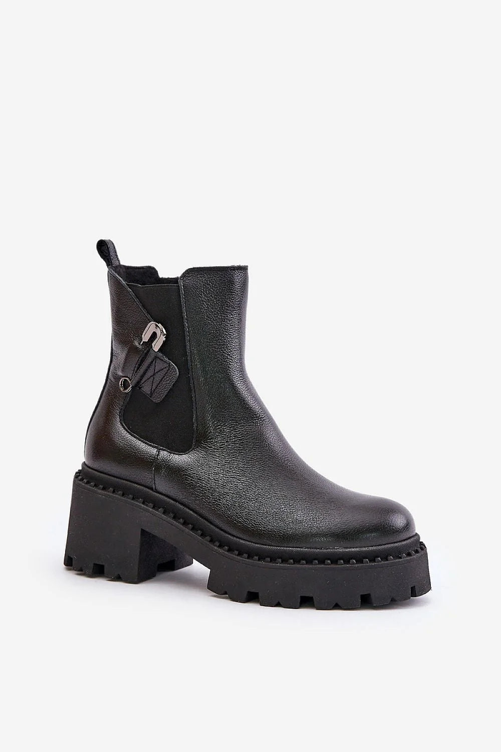 Bottes à talons Step in style cuir noir femmes design moderne robuste talon carré 5cm fermeture éclair élégance urbaine
