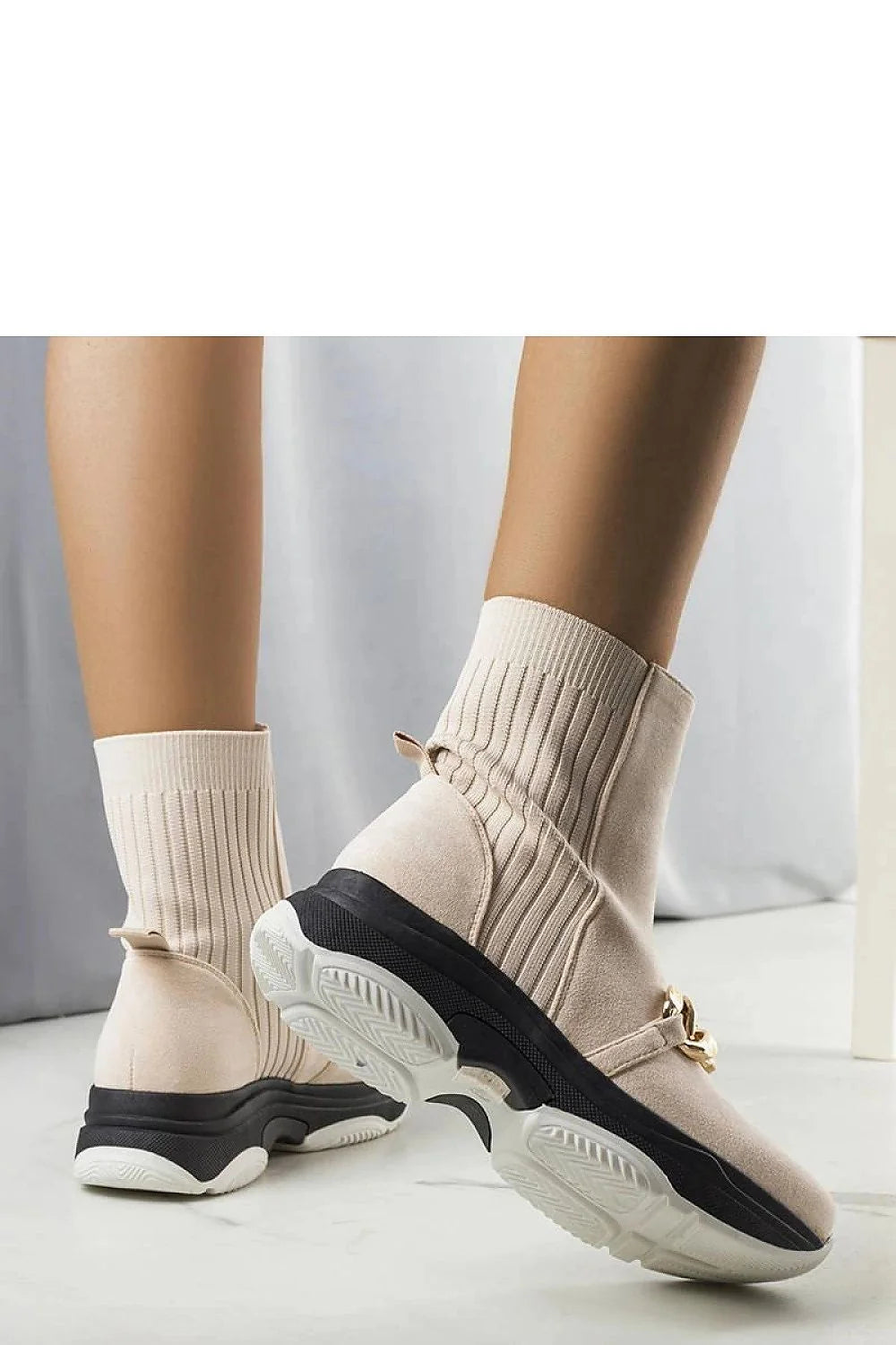bottes montantes Solea beige suédine stretch col côtelé cheville chaîne dorée semelle bicolore plateforme noire blanche fourrée confortable urbaine chic