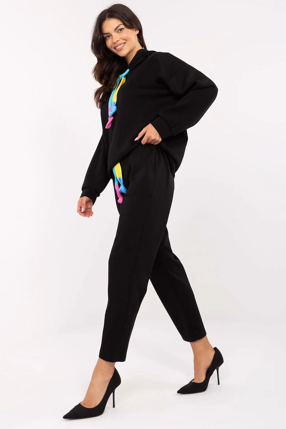 Ensemble Italy Moda deux pièces style décontracté chic femme manches longues taille haute pantalon droite