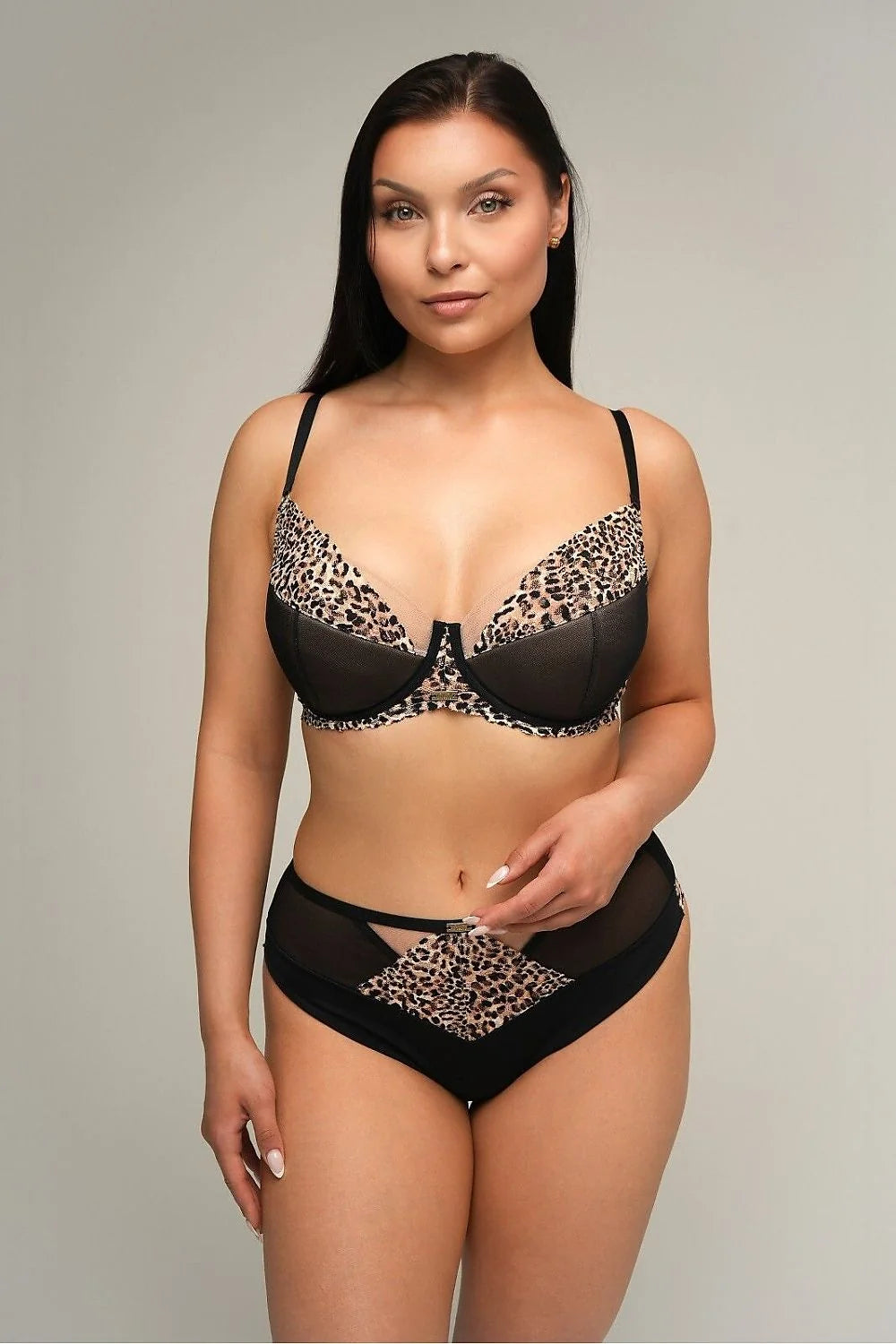 Culottes brésiliennes Ava en microfibre douce et tulle élastique avec motif léopard sexy et élégant pour femmes
