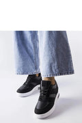 baskets femmes streetwear noir blanc plateforme épaisse semelle compensée confort amorti similicuir lacets maintien urbain chic