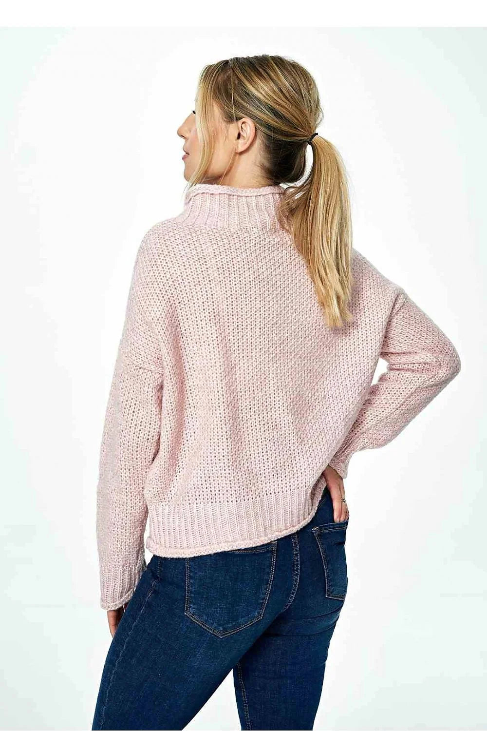 Chandail Figl pull ample col roulé manches longues maille douce laine acrylique sweater femme occasion hiver
