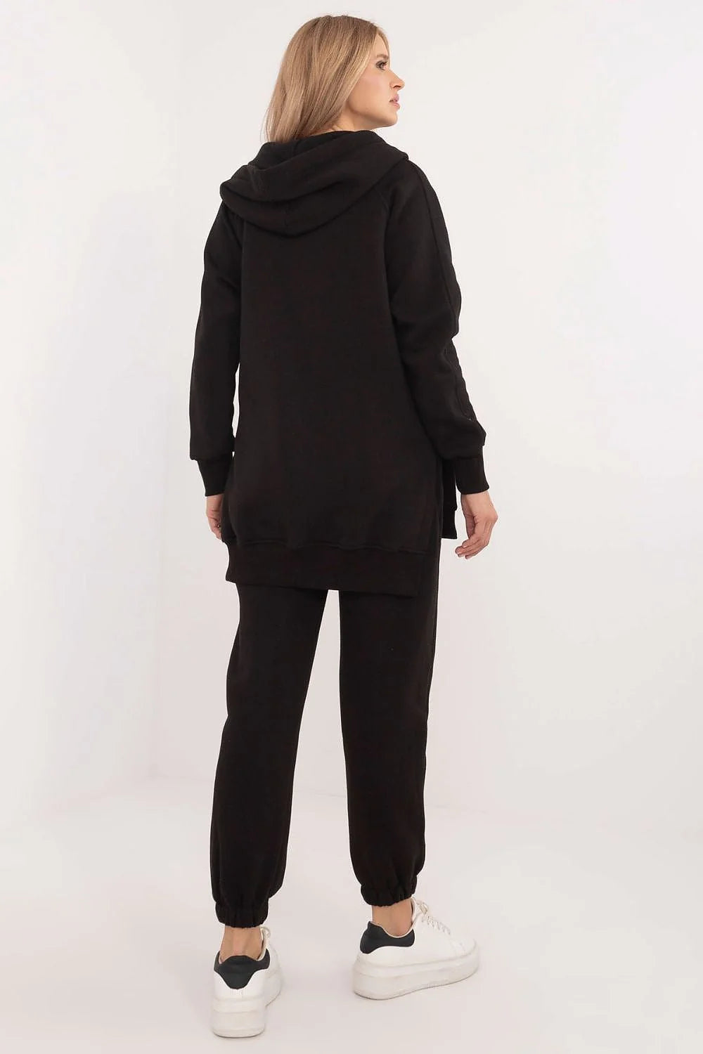 Ensemble de vêtements pour femmes sweat à capuche et pantalon de jogging streetwear athleisure coton mélangé noir ample confortable occasion décontractée