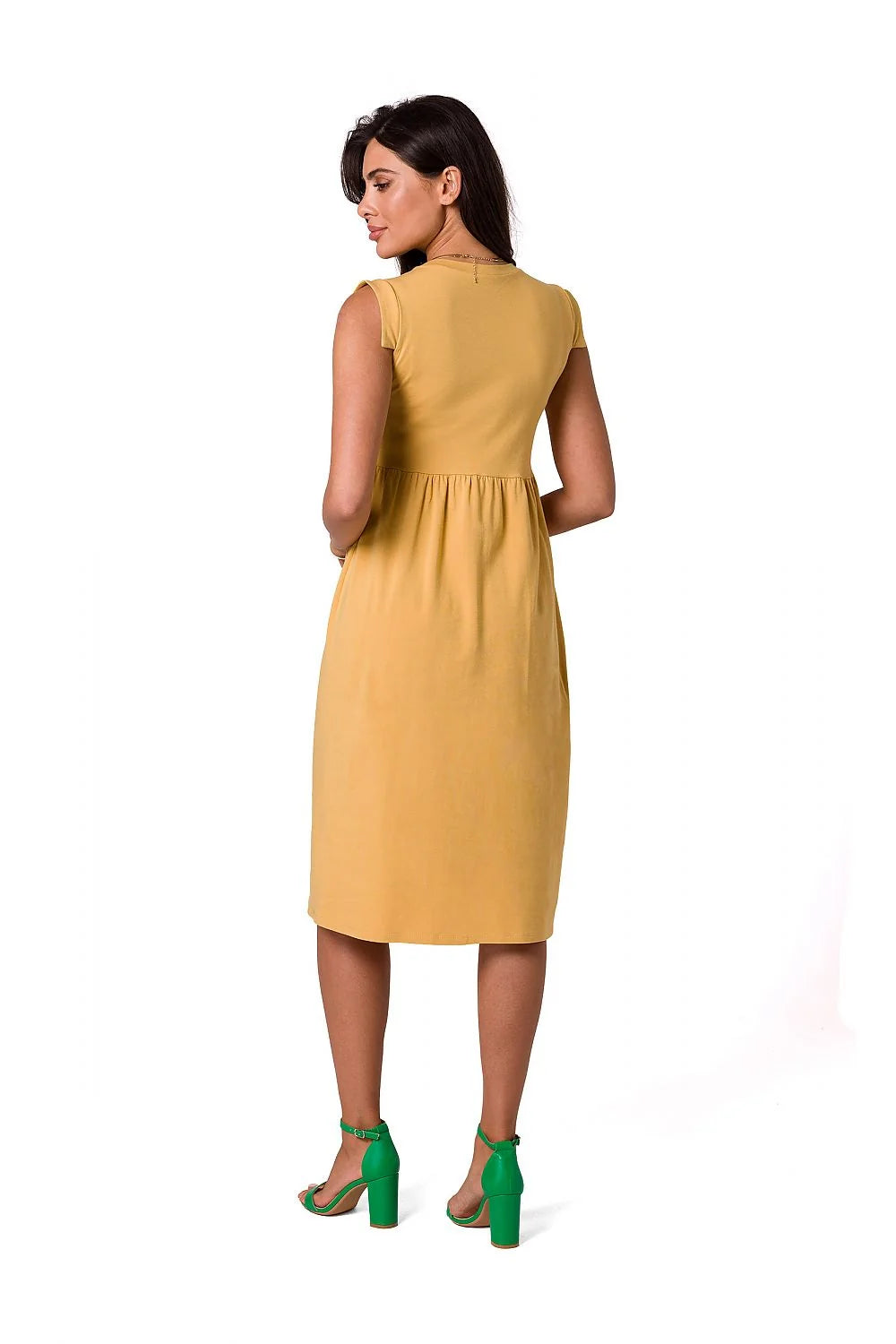 Robe de jour Be Wear midi sans manches taille haute en coton 95% élasthanne 5% vert émeraude pour femmes élégance occasionnels vacances