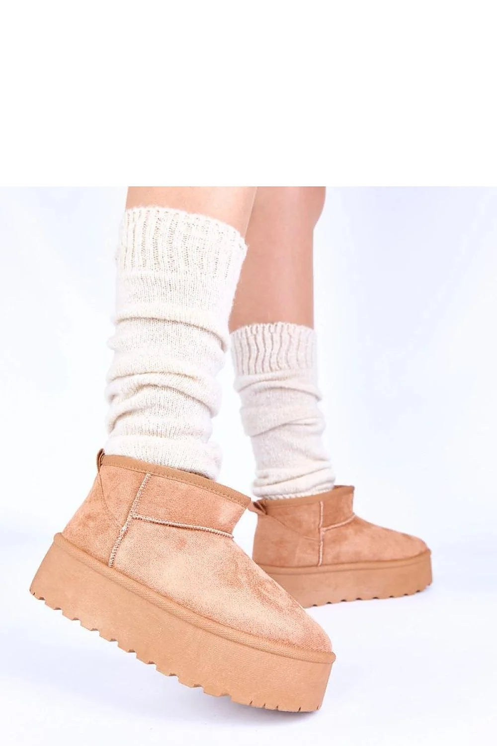 bottes neige marron camel suède doublure fourrure plateforme 5cm semelle crantée antidérapante slipon sans lacets confort thermique urbain cosy Gemre