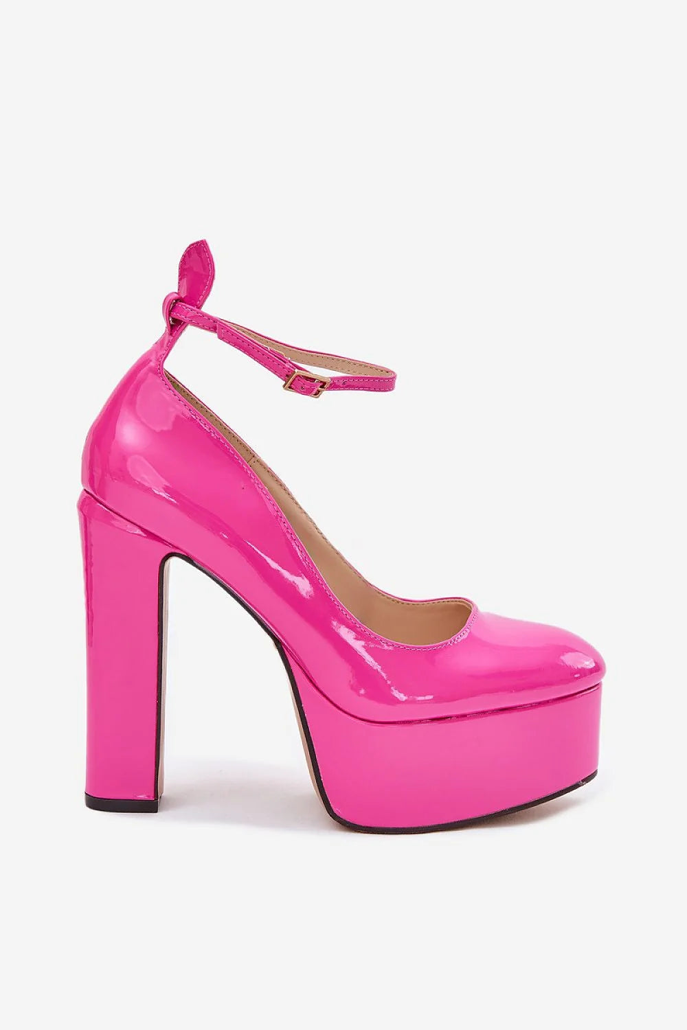 Escarpins plateforme talon large style audacieux couleur rose vif matériau verni femmes confortable occasion spéciale chaussures mode