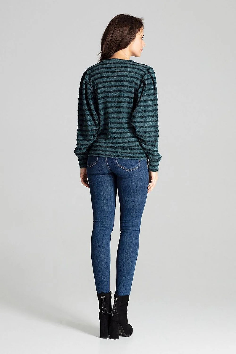 Chemisier femme manches longues élégant en polyester viscose rayures grises confort moderne toutes occasions