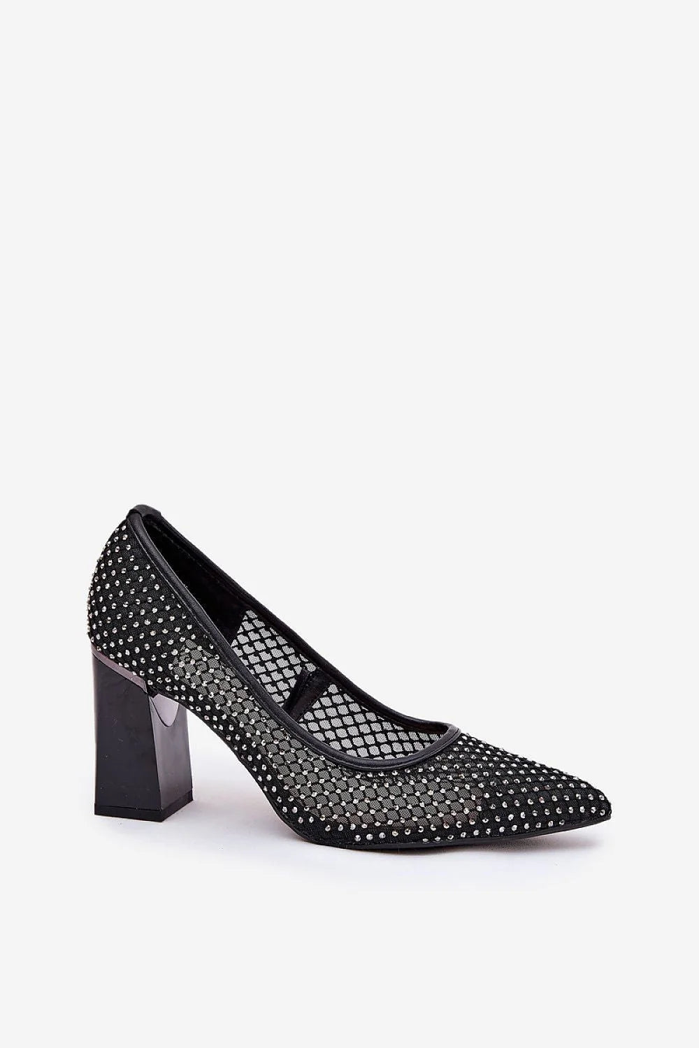 Escarpins talon large design élégant noir strass argentés Vinceza confort soirée occasion spéciale femmes