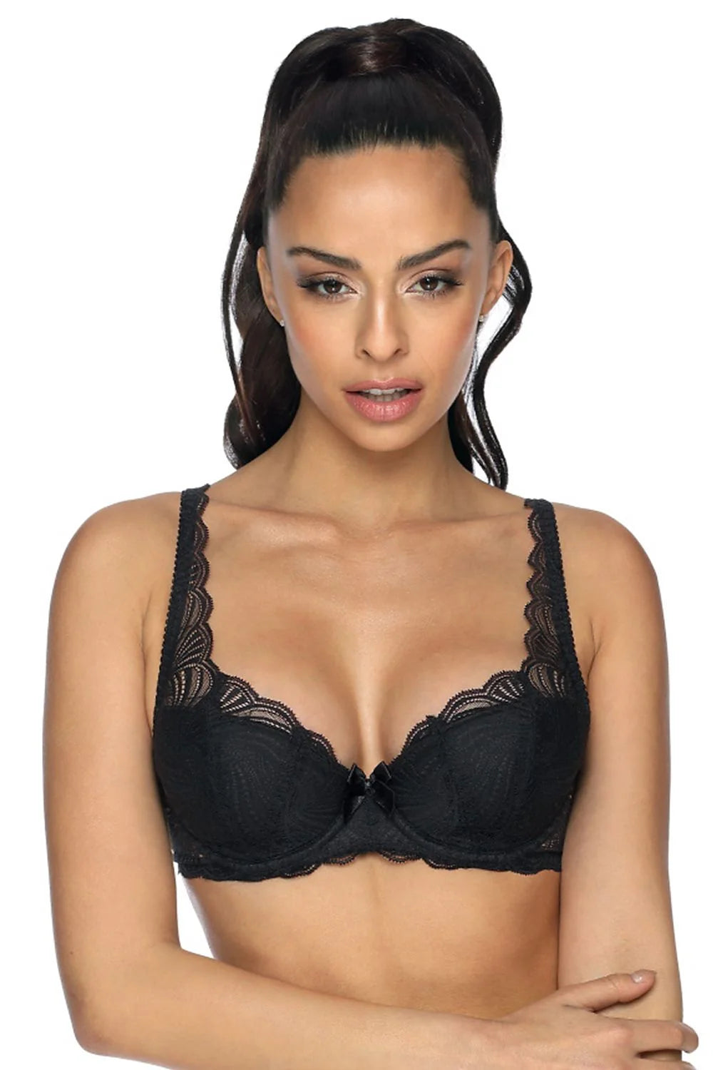 Soutien-gorge balconnet dentelle noire élégante et sexy, maintien optimal, confort ultime pour femme raffinée