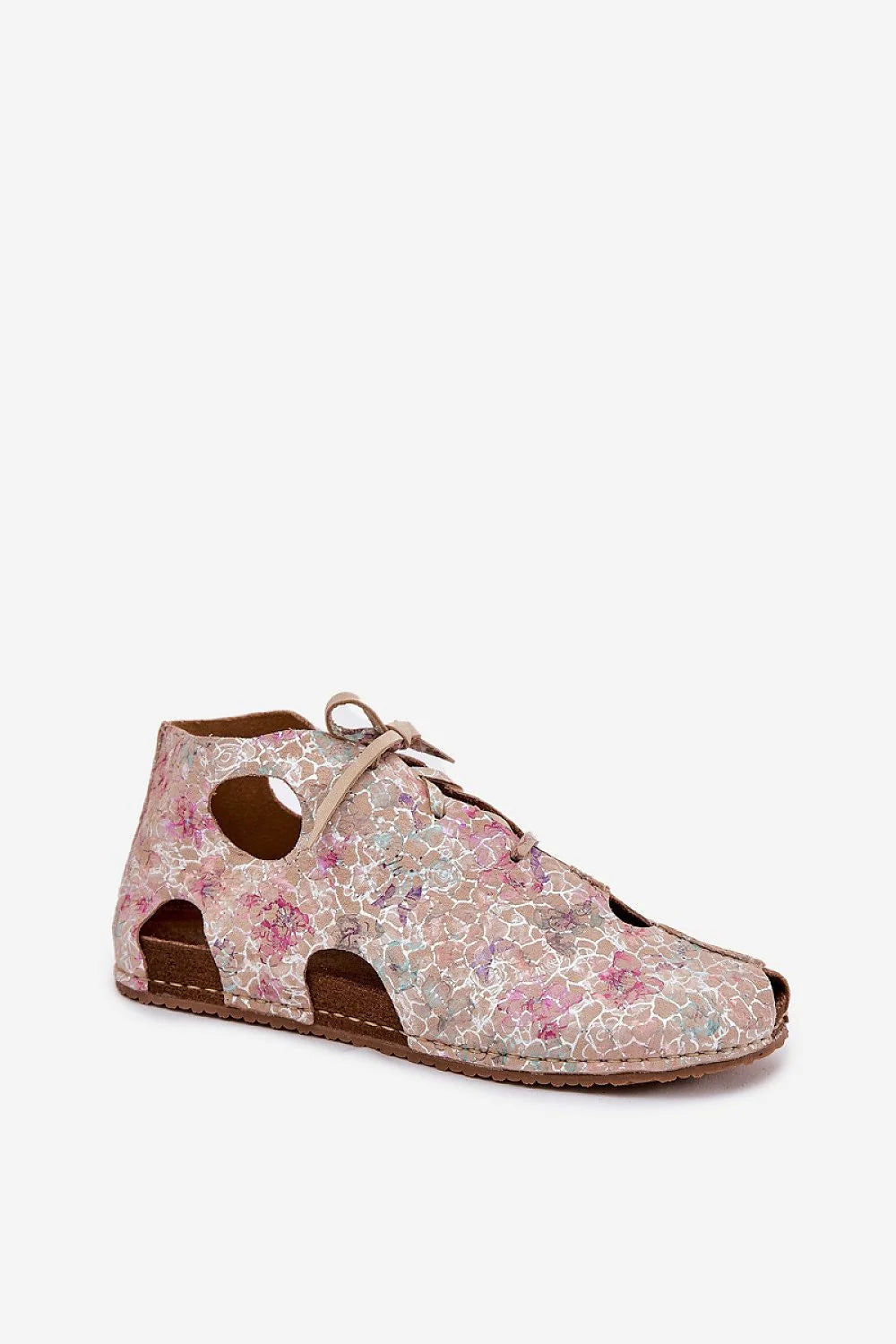 Bottes femmes design unique artistique cuir similicuir motif floral couleurs pastel rose beige violet bleu confort tendance