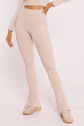 Leggings longues Moe en coton élasthanne, coupe ajustée, fentes latérales, style moderne, confort tout jour, femme