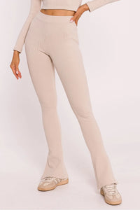 Leggings longues Moe en coton élasthanne, coupe ajustée, fentes latérales, style moderne, confort tout jour, femme