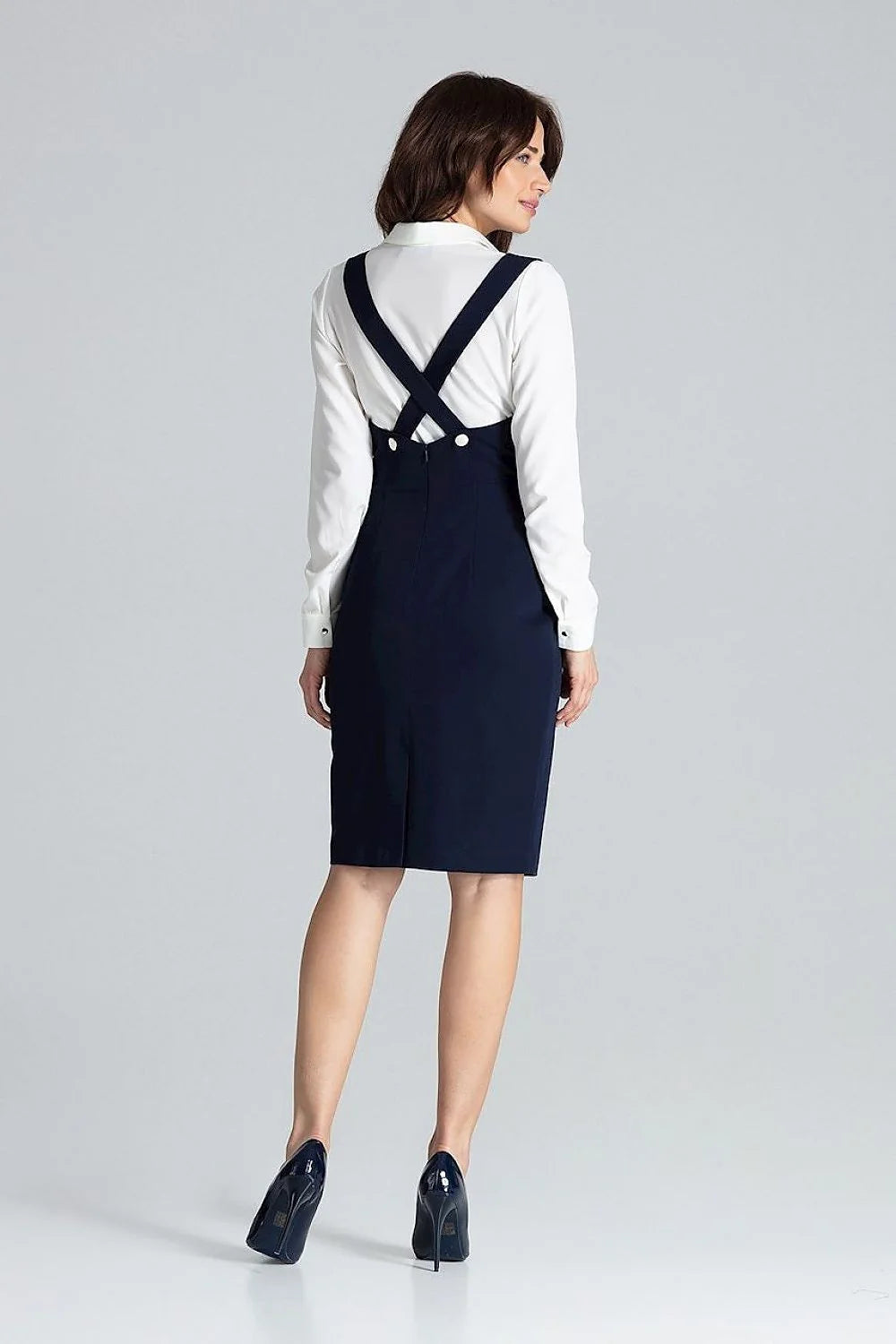 Robe de jour élégante sans manches V profond dos ouvert ajustée robe chemisier longues manches vert émeraude blanc tailleur femmes