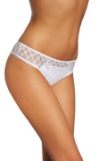 culotte féminine élégante dentelle géométrique blanche taille basse maintien confortable doux extensible coton élasthanne doublure lisse nœud discret finitions raffinées