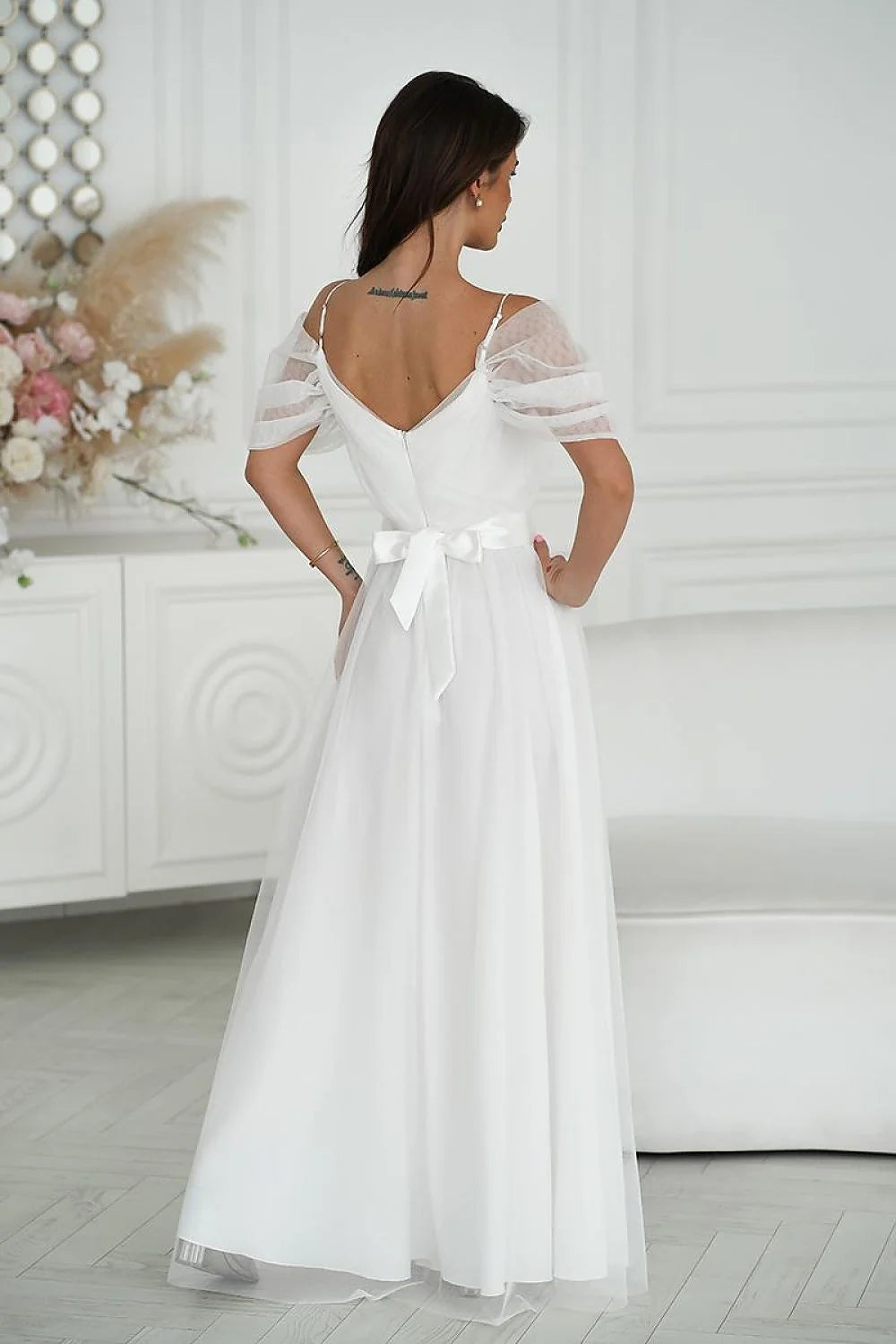 Robe longue style espagnol manches en tulle élégance intemporelle femmes occasions spéciales tissu fluide