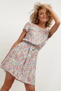 Robe de jour Tessita femme motifs floraux coupe ample ceinture dorée taille ajustable genou longueur viscosé 100%