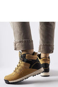 Bottes trappeur Solea pour femme, design moderne randonnée, jaune moutarde, semelle caoutchouc, lacets robustes, confort hiver