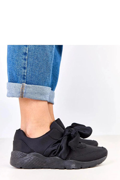 baskets femme noir élégantes confortables slipon nœud satin tige textile souple semelle crantée plateforme 4cm rembourrées respirantes maintien casual chic