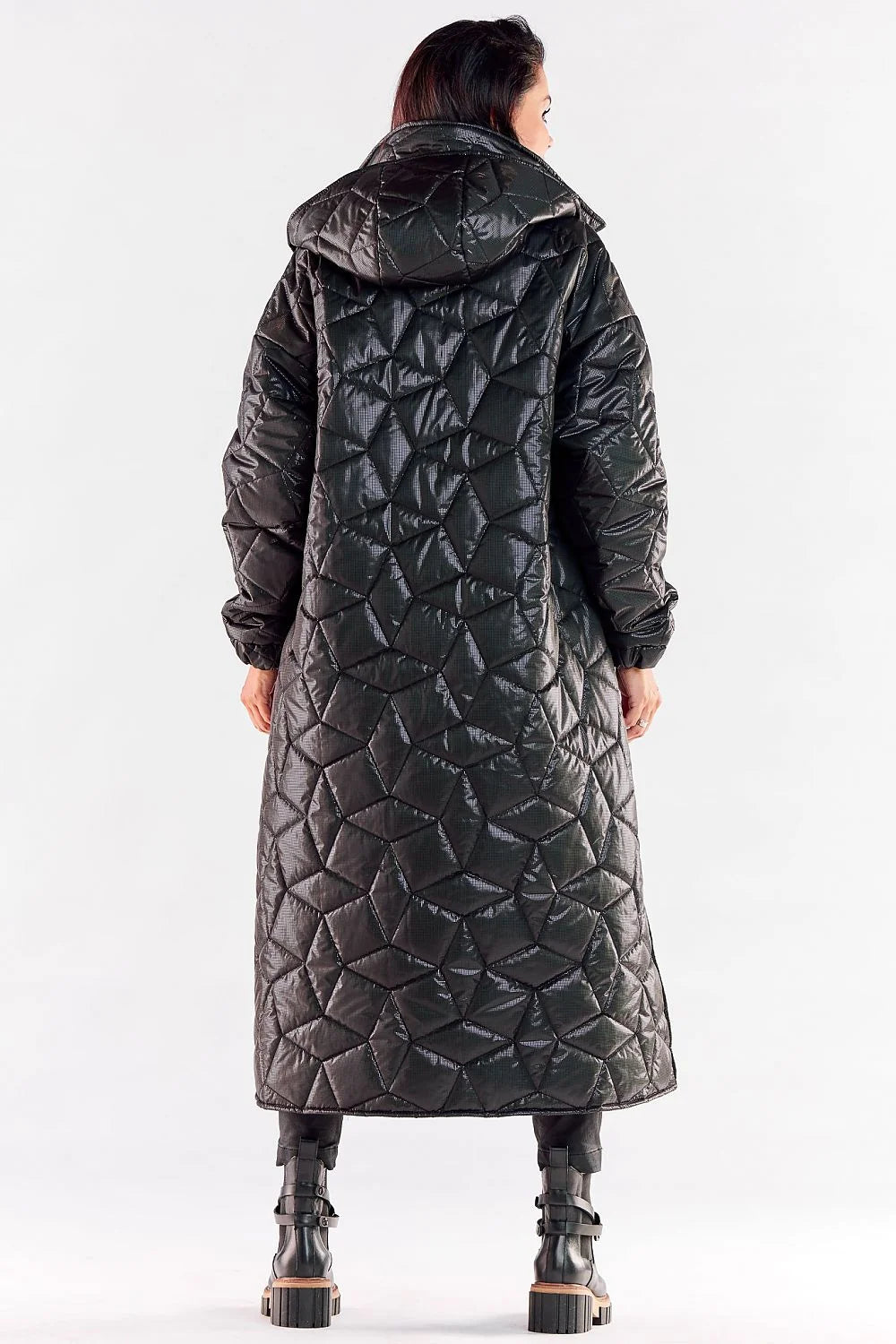 Manteau long pour femmes design moderne fonctionnel matelassé capuche Metallic blue polyester 100% taille L/XL S/M