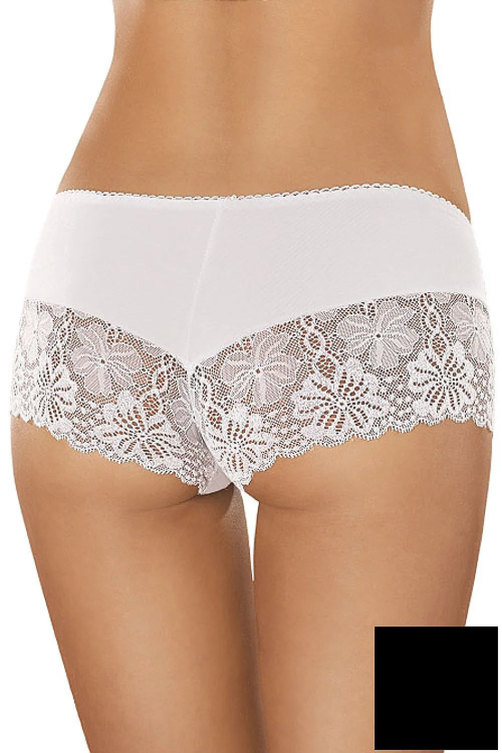 Shorty dentelle blanc romantique avec broderies florales, confort et élégance pour sublimer votre silhouette féminine