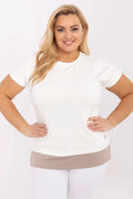 T-shirt femme style épuré modern coupe ajustée manches courtes bande contrastante matériaux doux confort optimal