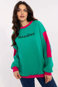 Sweatshirt femme Casual Moderne Vert Rose Insertions Manches Longues Coton Polyester Élégance Confort Occasions