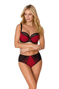 Soutien-gorge et culotte ensembles Vena en dentelle noire et rouge, style balconet, armatures, ajustables, confortable, lingerie féminine élégante, femmes