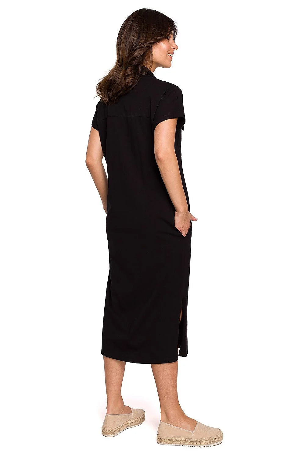 Robe casual en coton jaune moutarde style polo décontracté manches courtes pour femme élégante