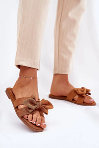 Mules plates en textile pour femmes, style estival décontracté, nœud décoratif, confort maximal, parfaits pour les tenues casual et habillées, summum du style et de la fonctionnalité