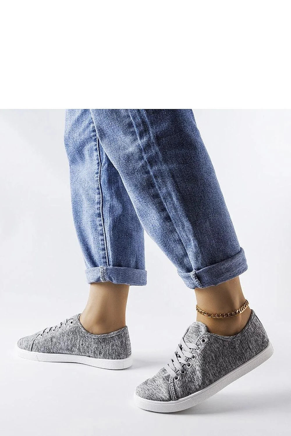 Baskets mode femme tissu gris chiné sneakers basses confort minimalisme occasionnels Casual Look Venancia