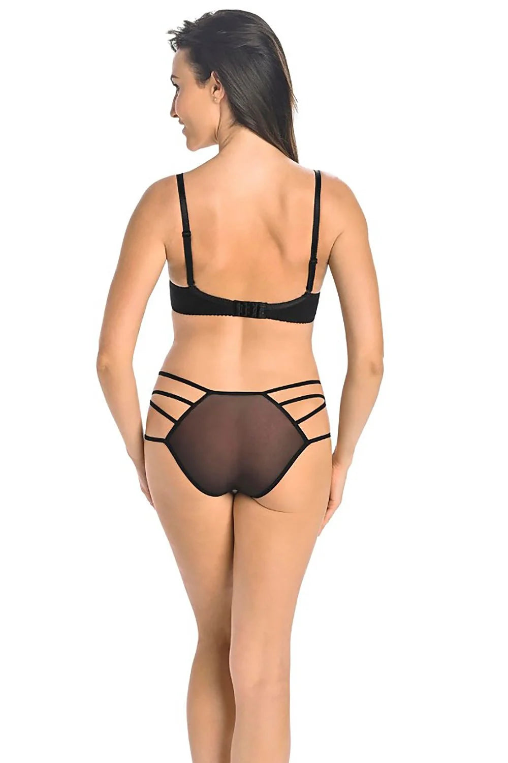Ensemble de lingerie femme Culottes Teyli noire maille transparente bretelles élastiques soutien-gorge push-up dentelle moderne