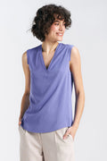 Chemisier Nife en viscose sans manches encolure en V violet doux coupe droite finitions élégantes femme
